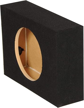 Q Power Single 10-Inch Shallow Subwoofer Enclosure Low-Profile Sealed MDF Car Audio Box with Charcoal Carpeting