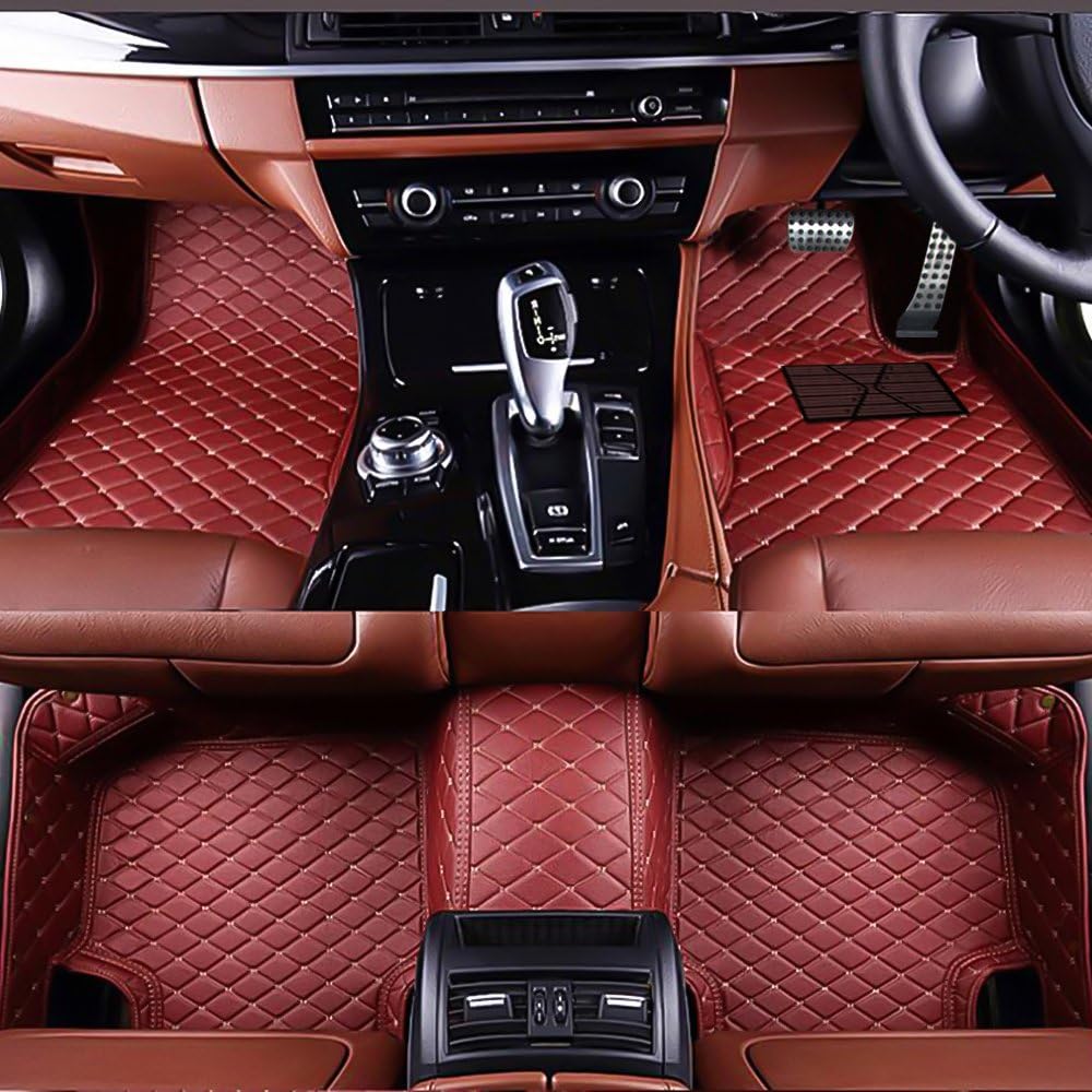 Mandlon Car Floor Mats for Nissan Patrol Y61-7 seat 1997-2010 Custom Made All Weather Artificial Leather 3D Full Carpets Mats (wine red)
