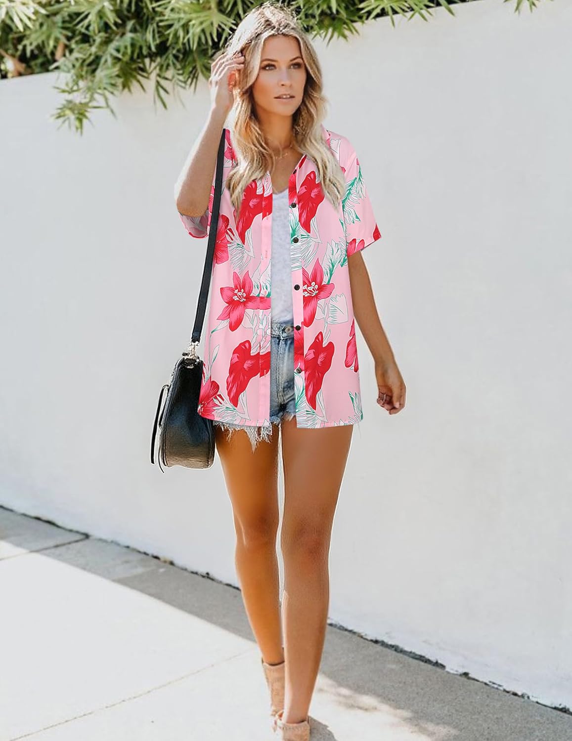 LILYCHIC Women's Hawaiian Shirts Coconut Button Summer Soft Button Down Shirts Short Sleeve - Image 4