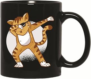 Dabbing Cat Sunglasses Gift for Pet Lovers Present for Animal Lovers 11oz 15oz Black Coffee Mug