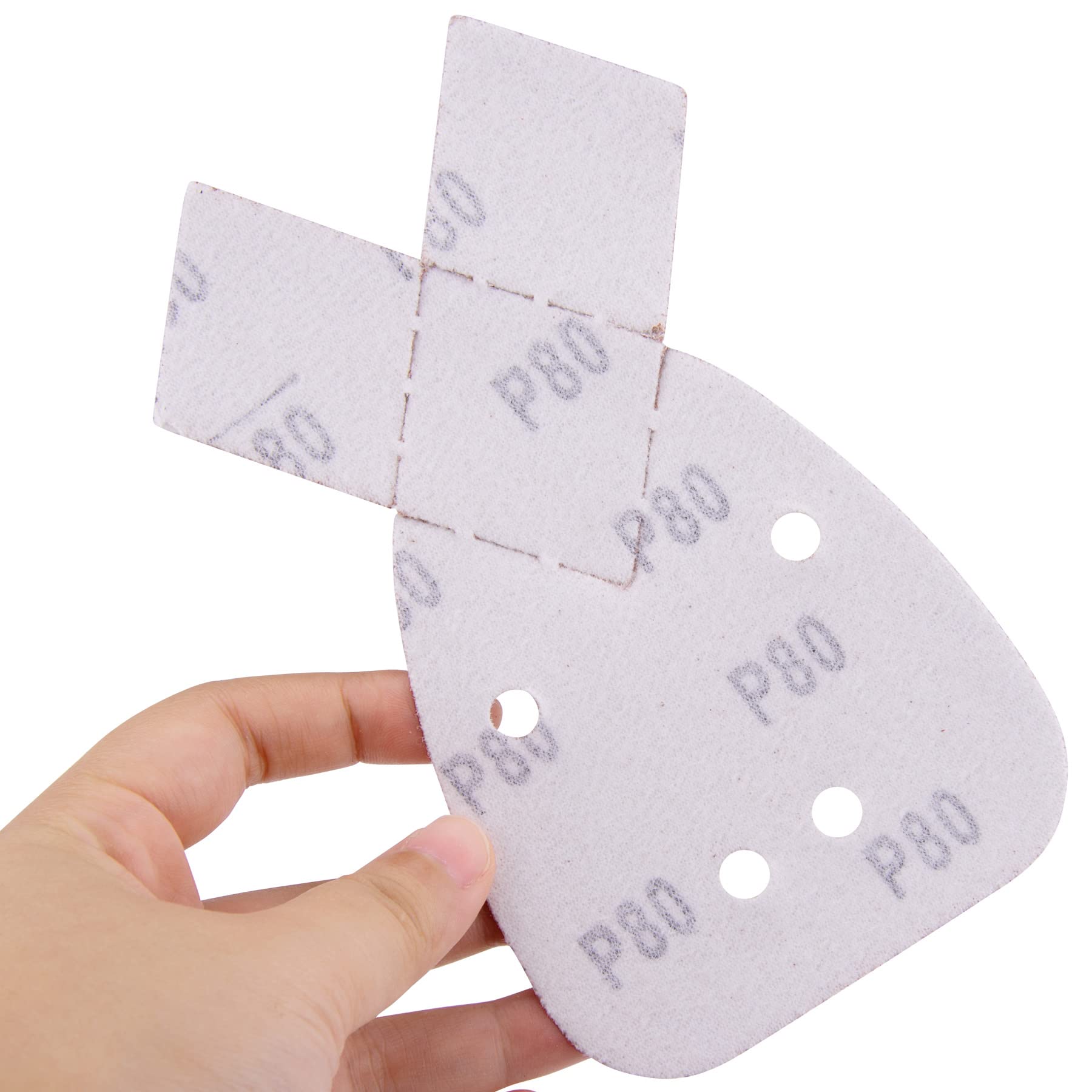 SIQUK 20 Pezzi Fogli Abrasivi Carta Vetrata Mouse Triangoli Abrasivi Grana 80 Carta Abrasiva per Levigatrice Mouse Black Decker Detail Palm