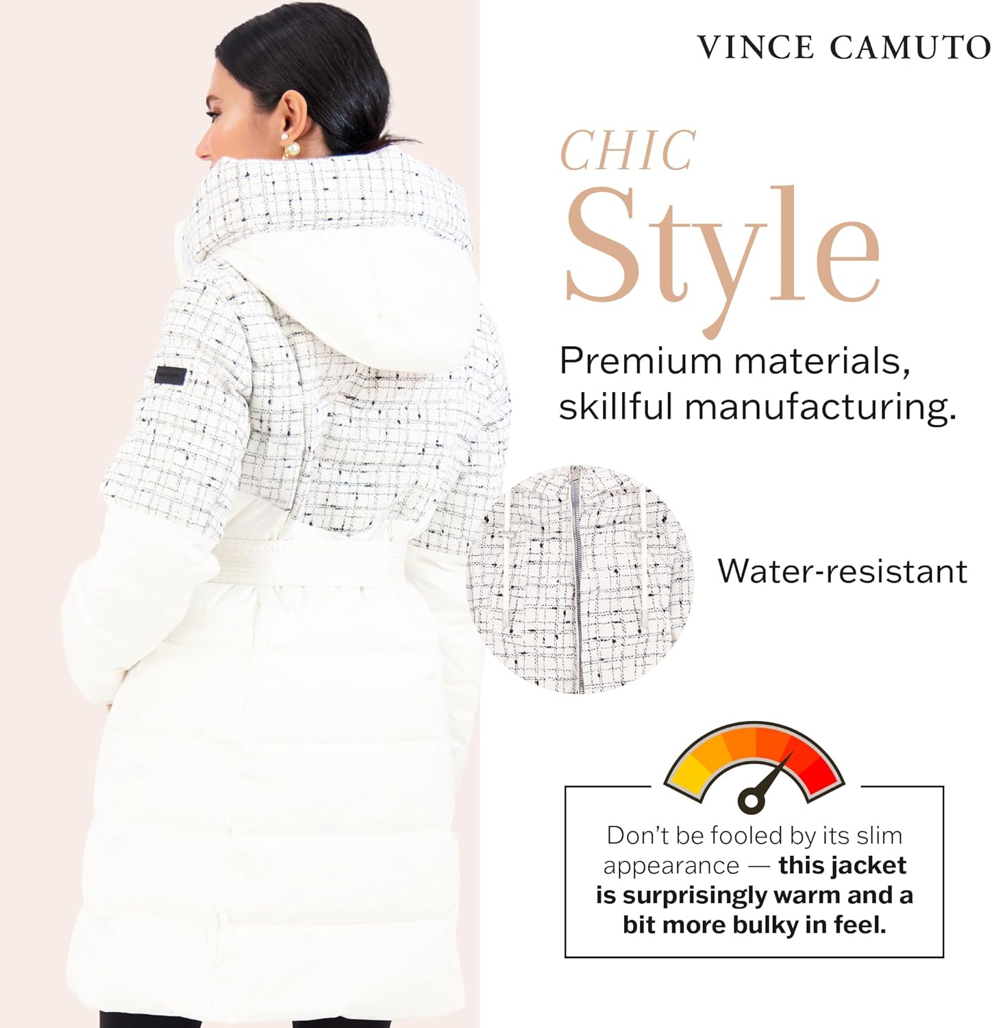 Vince Camuto Hooded Women's Puffer Jacket Womens Winter Coat with Removable Belt - Image 5