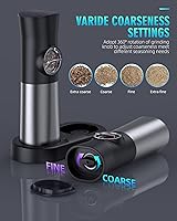 Vista 4 de Gravity - Juego de molinillo eléctrico de sal y pimienta, amoladora automática recargable por USB, gran capacidad, finura ajustable, operación