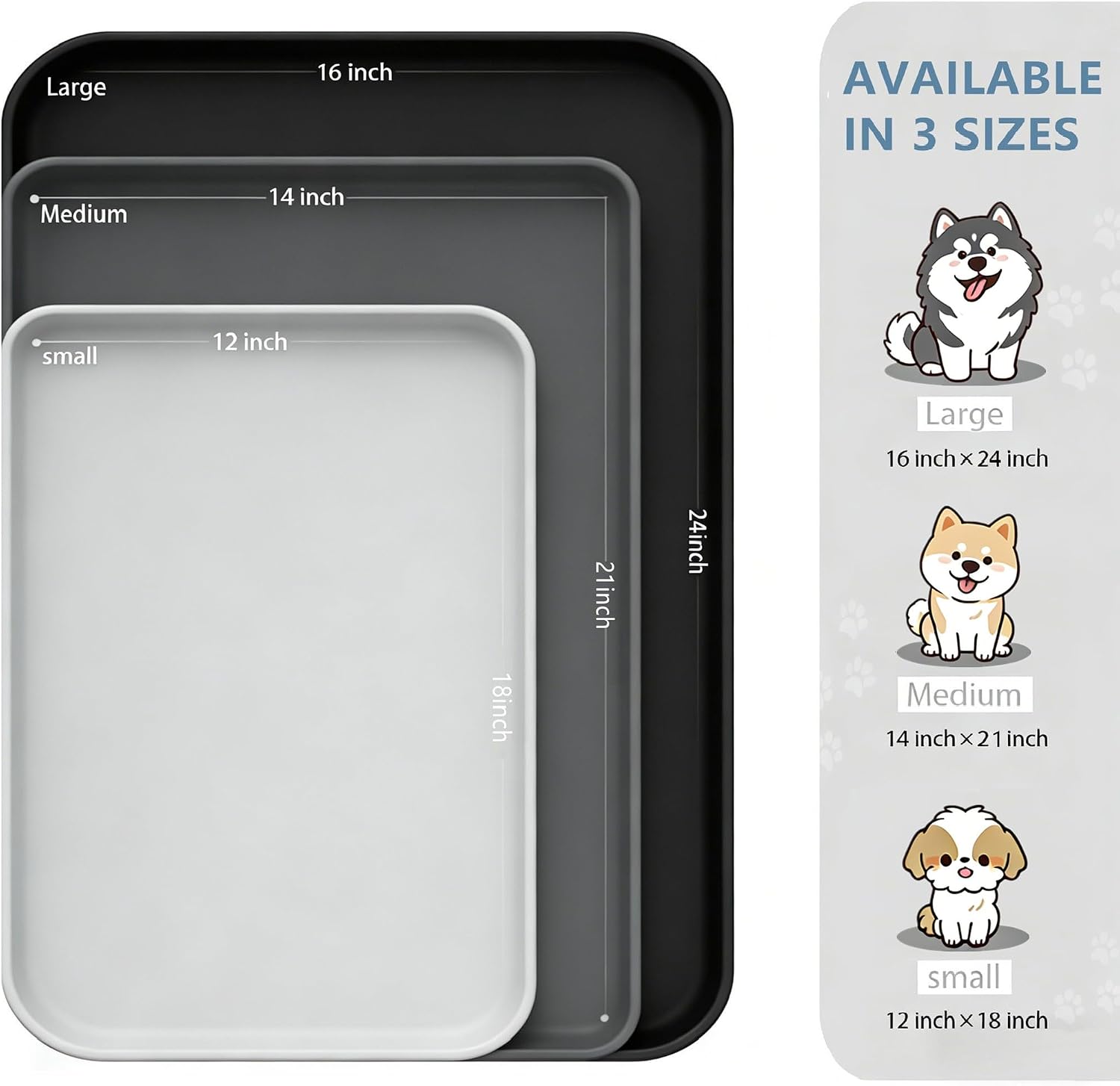 IYYI Dog Food Mat, Silicone Pet Feeding Mat, 0.79" Extra High Raised Edge Dog Bowl Mat – Waterproof, Non-Slip – Stops Food & Water Spills on Floor, Easy to Clean (Black, 24"x16")