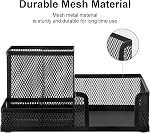 Comix Mesh Pen Pencil Holder Desk Organizer, 3 Compartment Wire Desktop Pen Pencil Cup Caddy Office Supplies Desk Accessories for Home Office School, Black