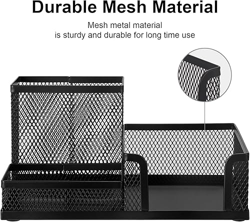 Miniatura 4 de Comix Organizador de escritorio de malla para lápices, 3 compartimentos, de alambre de escritorio, para lápices, suministros de oficina, accesorios