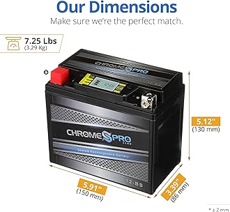 Chrome S Pro iGel YTX12-BS Battery – 180 CCA, Gel Electrolyte, LCD Display, 12V 10Ah – Fits ATV, Motorcycle, Scooter, Jet Ski, Dirt Bike, UTV, Snowmobile & More – T3 Nut & Bolt Terminal