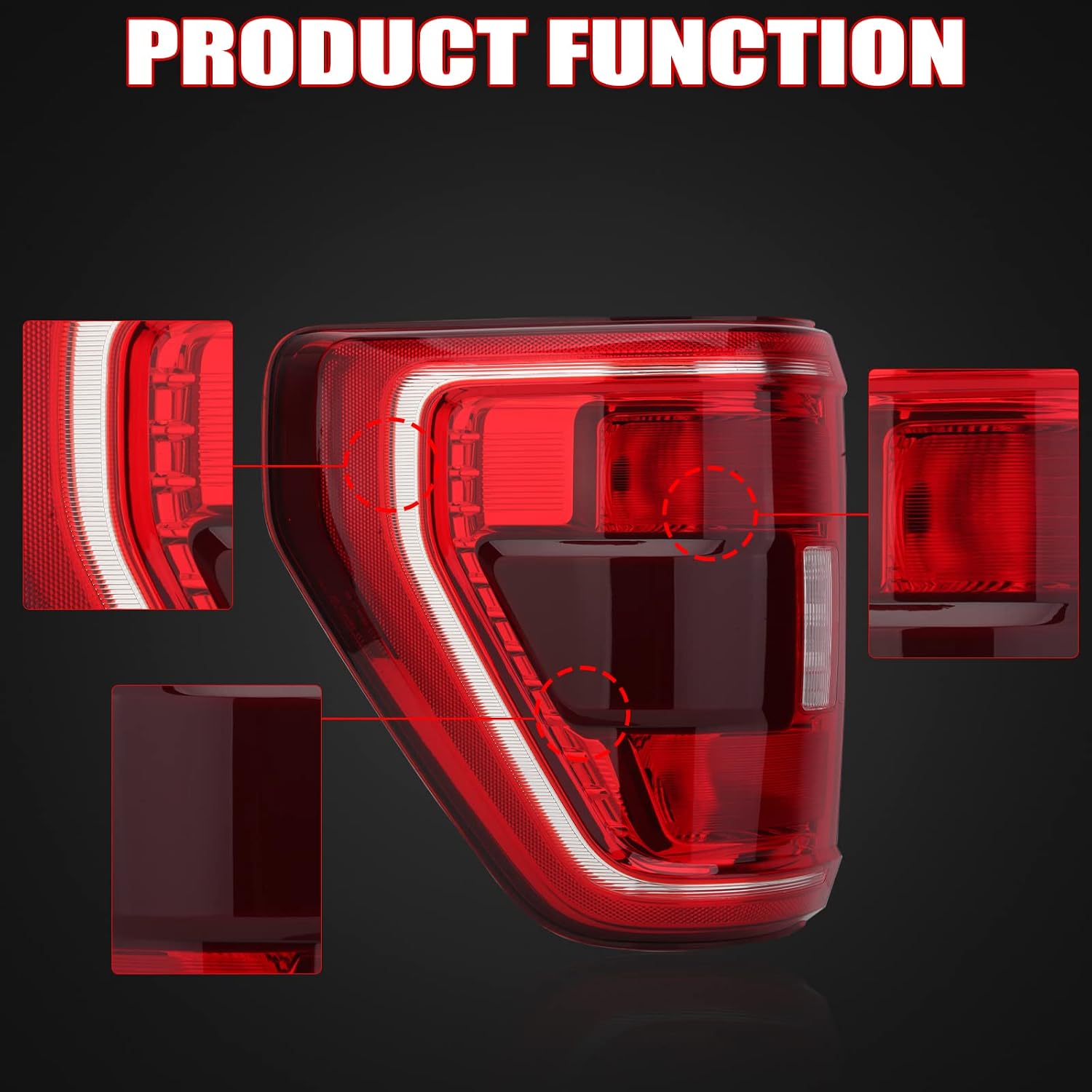 Tail Light Assembly For 2021 2022 2023 Ford F150 XLT Rear Brake Lamp Halogen Type Blind Spot Left Driver Side Replsce ML3Z13405C