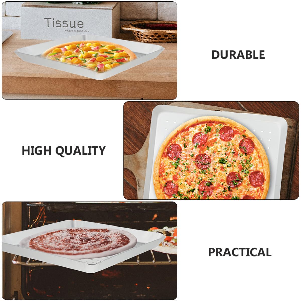 Praktische Pizzapfanne aus Aluminiumlegierung mit 3mm Löchern Chemisch Korrosionsbeständig und Leicht zu Entformen zum Backen Zuhause