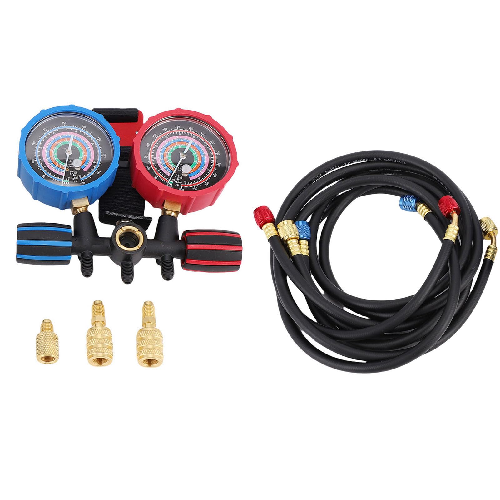 FTVOGUE HVAC Kältemittel Manometer Set, Aluminiumlegierung Messing Konstruktion, für R134 R22 R410A R404 Kühlmittel Befüllung und AC Diagnose
