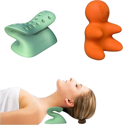 Paquete de masajeador de cuello y estirador, alivia el dolor de cuello, ATM, neuralgia occipital, dolor de hombro