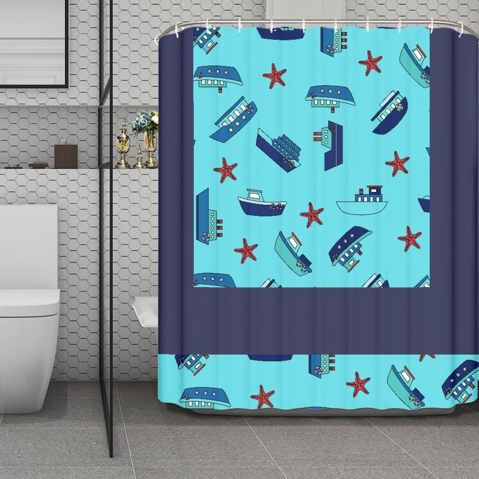 Rideau de douche tissu haute qualité 180x200 résistant et lavable