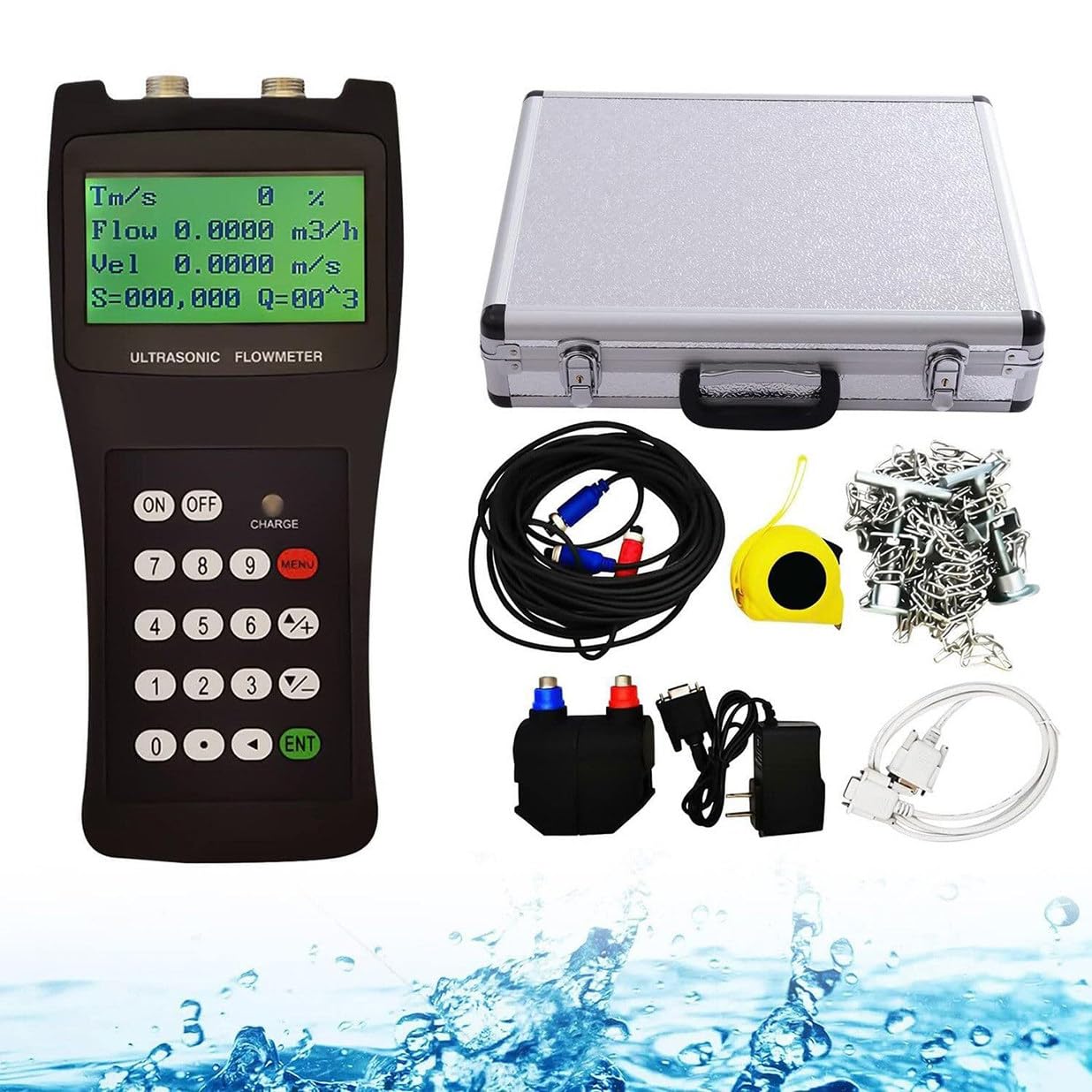Caudalímetro Ultrasónico De Mano,Medidor De Control De Flujo De Agua Líquida Medidor De Flujo Líquido Portátil Con Sensor De Abrazadera M2 (DN50-700MM) Caudalímetro De Agua,Para Tubería De Cobre/Pvc