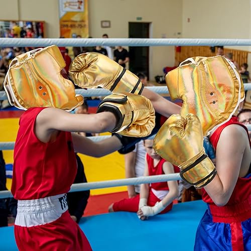 Miniatura 6 de Juego de accesorios y guantes de boxeo para niños, guantes de boxeo de 6 onzas y equipo de combate para boxeo, kickboxing, Muay Thai BJJ Karate