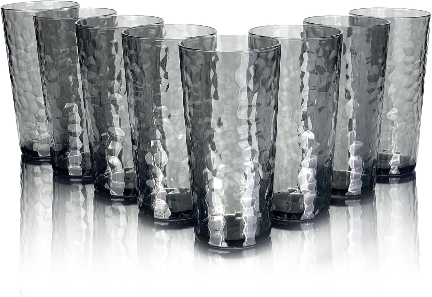 Yalin 24-Ounce Plastic Tumbler Acrylic Drinking Glasses, Reusable Plastic Cups, Stackable, BPA-Free, Shatter Proof, Dishwasher Safe, Set of 8 (Gray) - Image 6