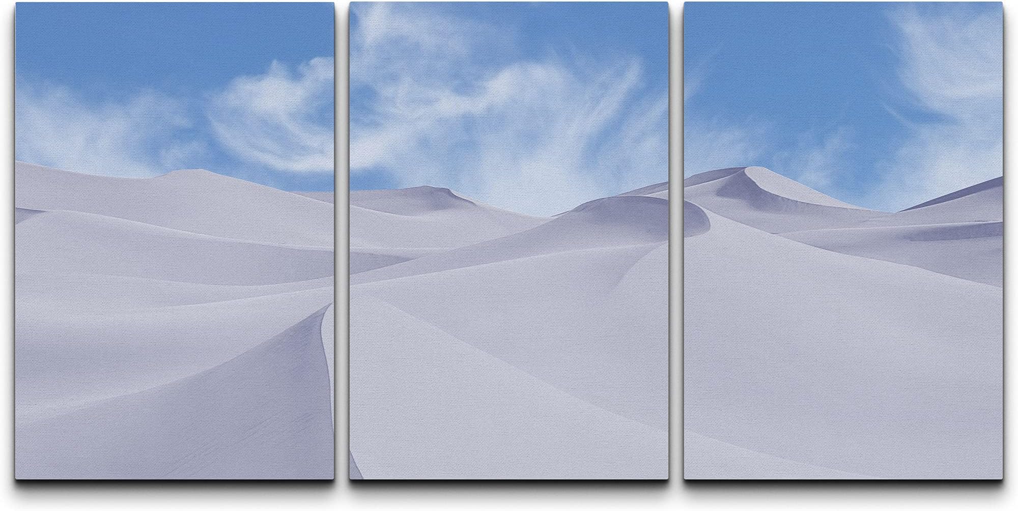wall26 Canvas Print Wall Art Set Silver Desert Sand Dune & Clouds Nature Wilderness Photography Modern Art Southwest Scenic Colorful Tropical for Living Room, Bedroom, Office - 16"x24"x3 Panels