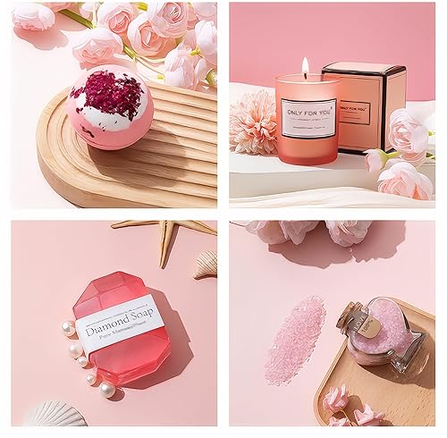 Miniatura 5 de Regalos de cumpleaños para mujeres, ideas de cesta de regalos únicos para mujeres, caja de regalo rosa para su cuidado personal, set de regalo