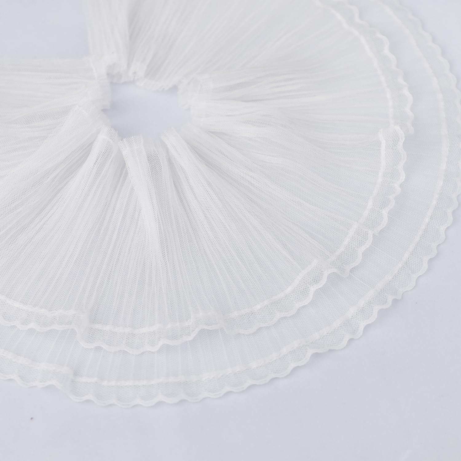 Amazon.com: 5 Yards Double Layer Ruffled Lace Trim, 6.3 inch Pleated ...