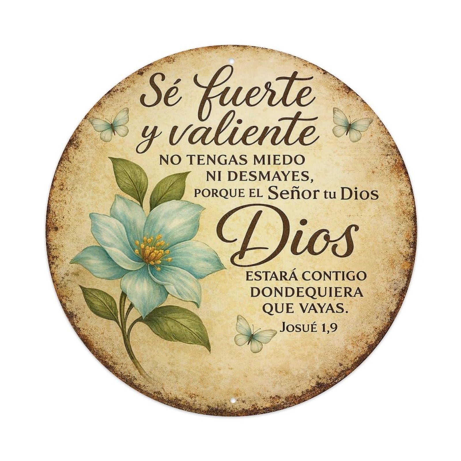 Flower Butterfly Scripture Text Circle Round Tin Sign Vintage Metal Sign Home Bar Garden Indoor & Outdoor Wall Decor Retro Metal Poster 8x8 Inch