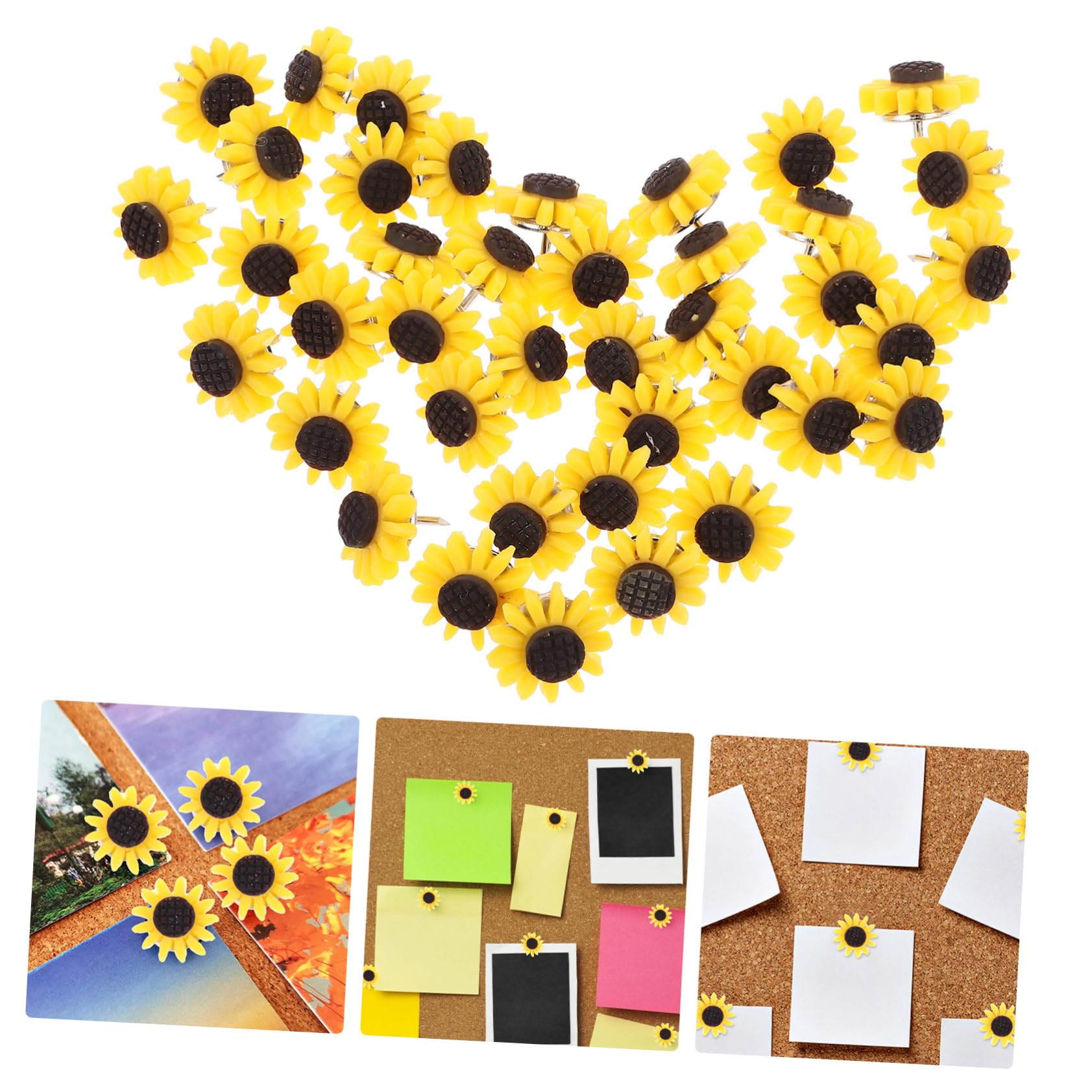 Zerodeko 5 Sätze Sonnenblumen-reißzwecke Reißzwecken Für Wandbehänge Heftet Und Drückt Planke Pastell Bulletin Dekorative Thumbtacks Cork Board Tacks Daumenstift Metall Gelb 40 Stück * 5