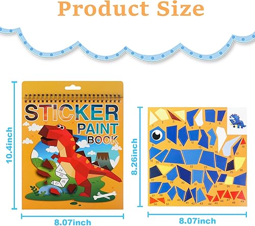 Miniatura 2 de 2 calcomanías para manualidades para niños de 4 a 8 años, libros de números de océano y dinosaurios, para niños, libro de calcomanías para escuela,