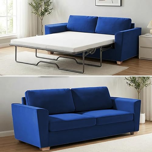 Mjkone Sofá cama extraíble de 71 pulgadas de ancho con almohadas y colchón plegable, sofá biplaza de terciopelo 2 en 1 con sofá cama extraíble para