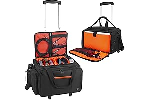 Rolling DJ Bag with Wheels, Built-in Support Board, Detachable Divider & Padded Strap