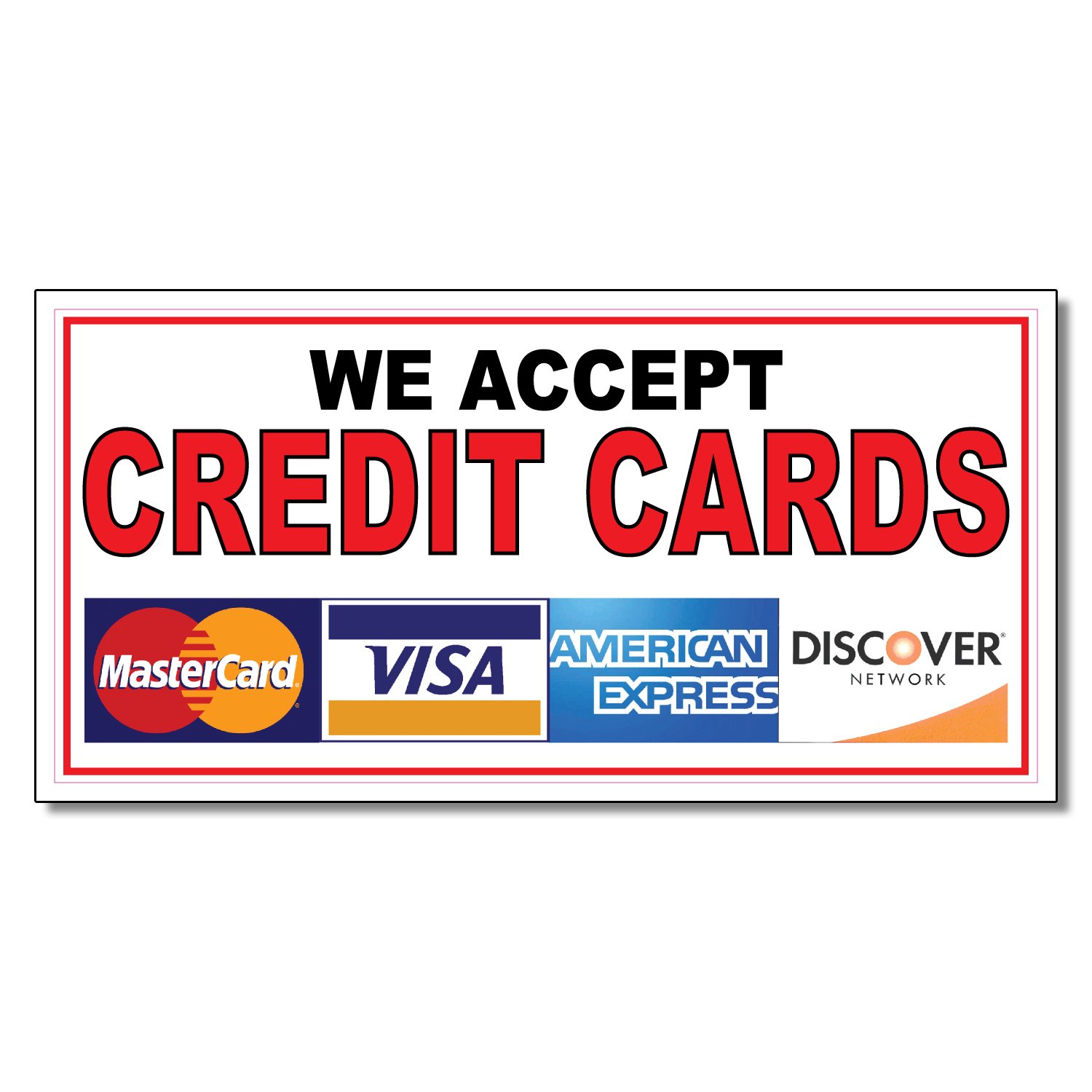 Fastasticdeals Credit Card Acceptance Restaurant Cafe Bar Retail Store Sign 9.5 x 24 Inches