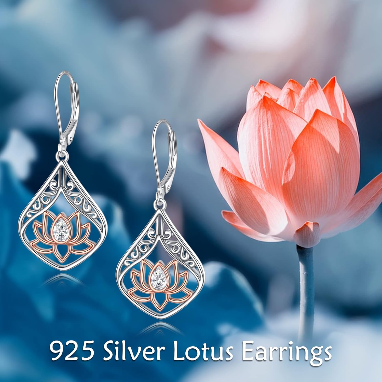 POPLYKE S925 Sterling Silver Filigree Teardrop Leverback Earrings for Women Rose Flower Sunflower Lotus Hummingbird Bee Dangle Earrings Jewelry - Image 2