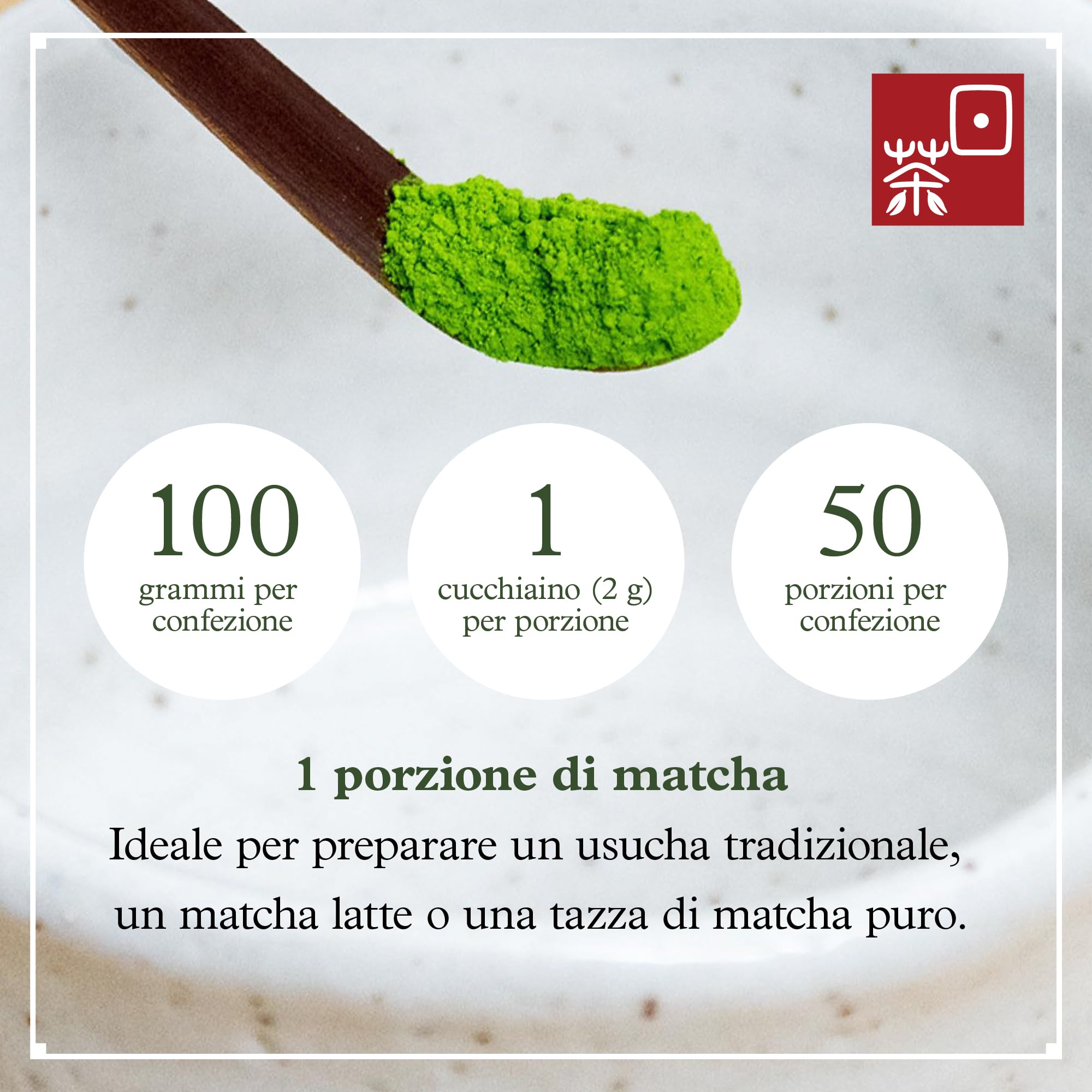 Ocha & Co. Itsumo Matcha - Grado Classico - Matcha Giapponese di Prima Raccolta in Polvere - Macinato Tradizionalmente a Pietra, 100g
