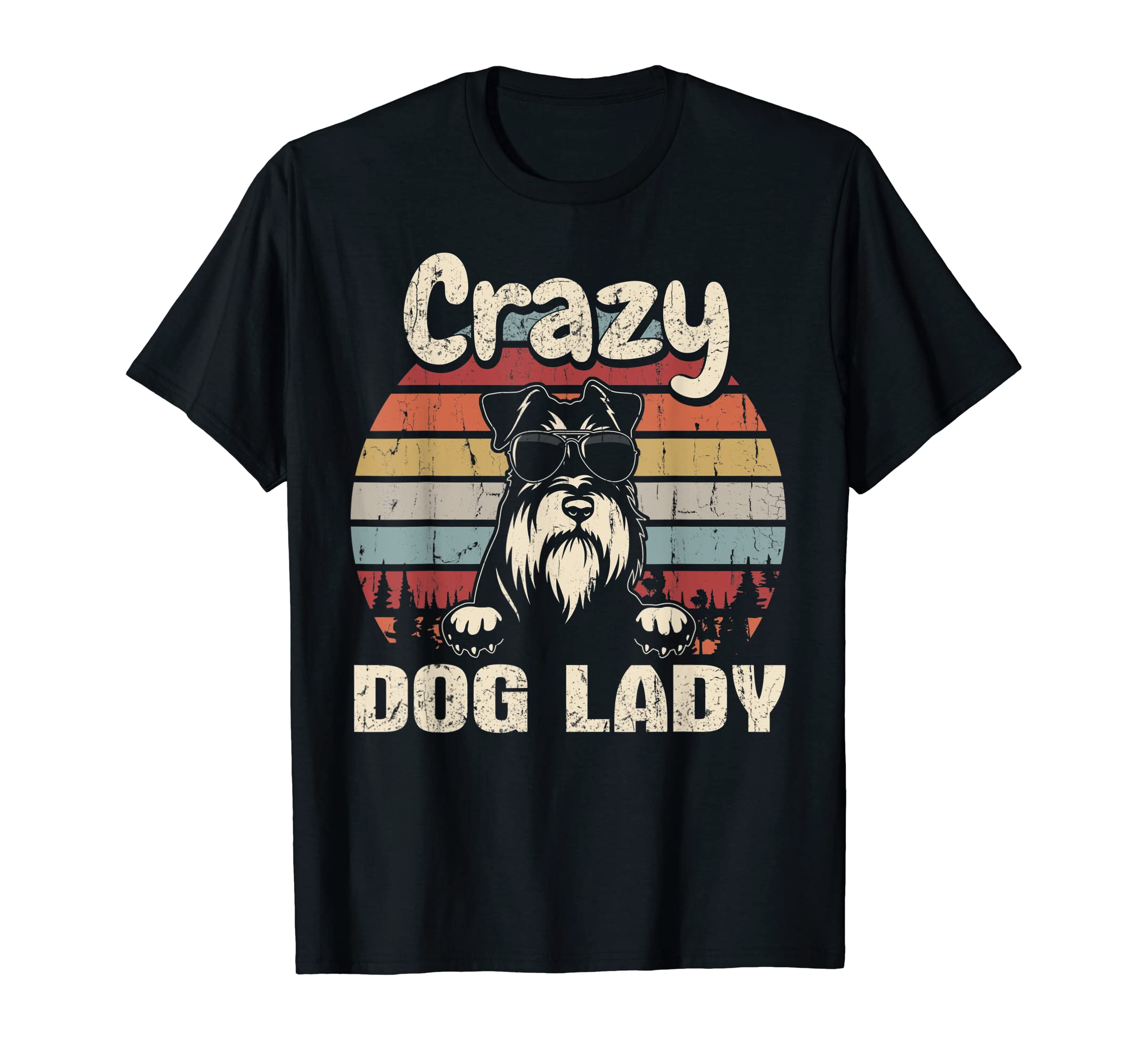 Miniature Schnauzer Crazy Dog LadyMiniature Schnauzer Lover Crazy Dog Lady Vintage Mother's T-Shirt