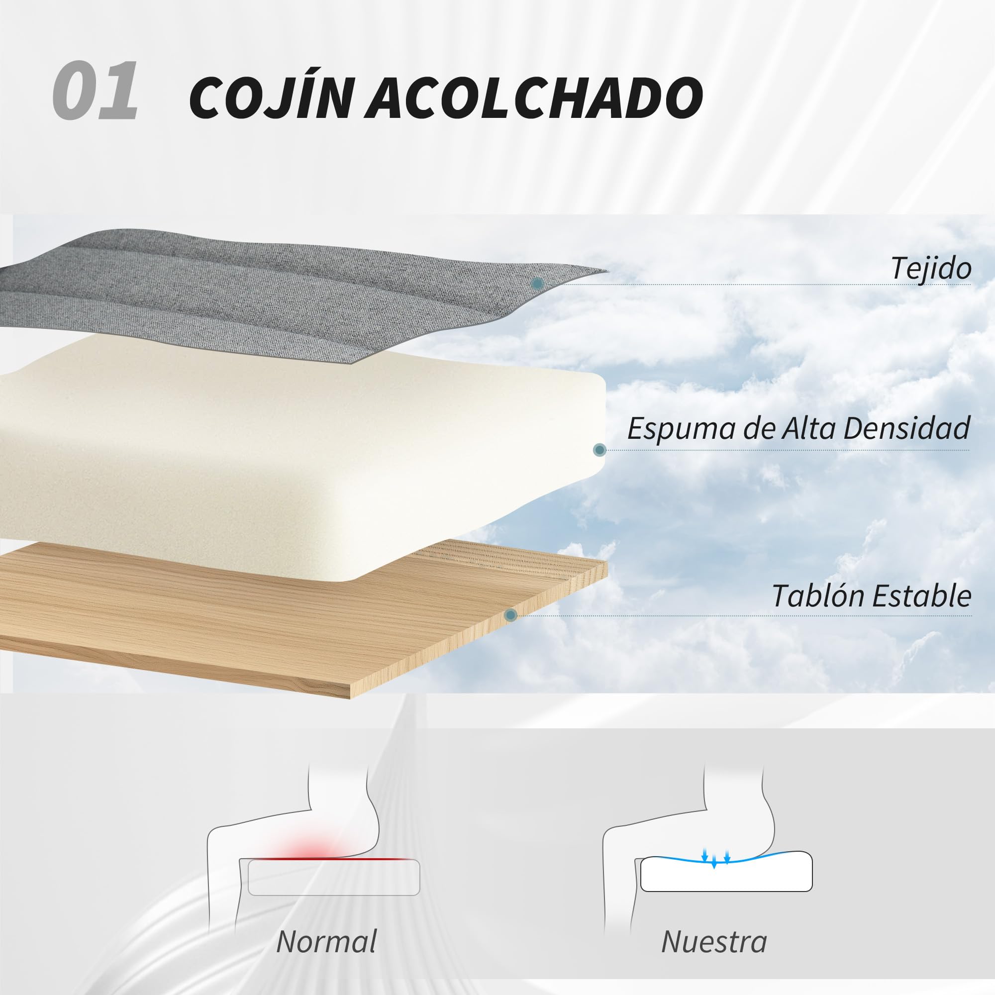 HOMCOM Silla de Oficina sin Brazos Giratoria sin Ruedas Basculante Gris | Silla de Escritorio Giratoria, Asiento Amplio y Cómodo, Piernas Cruzadas, Altura Regulable, para Sala de Estar y Dormitorio