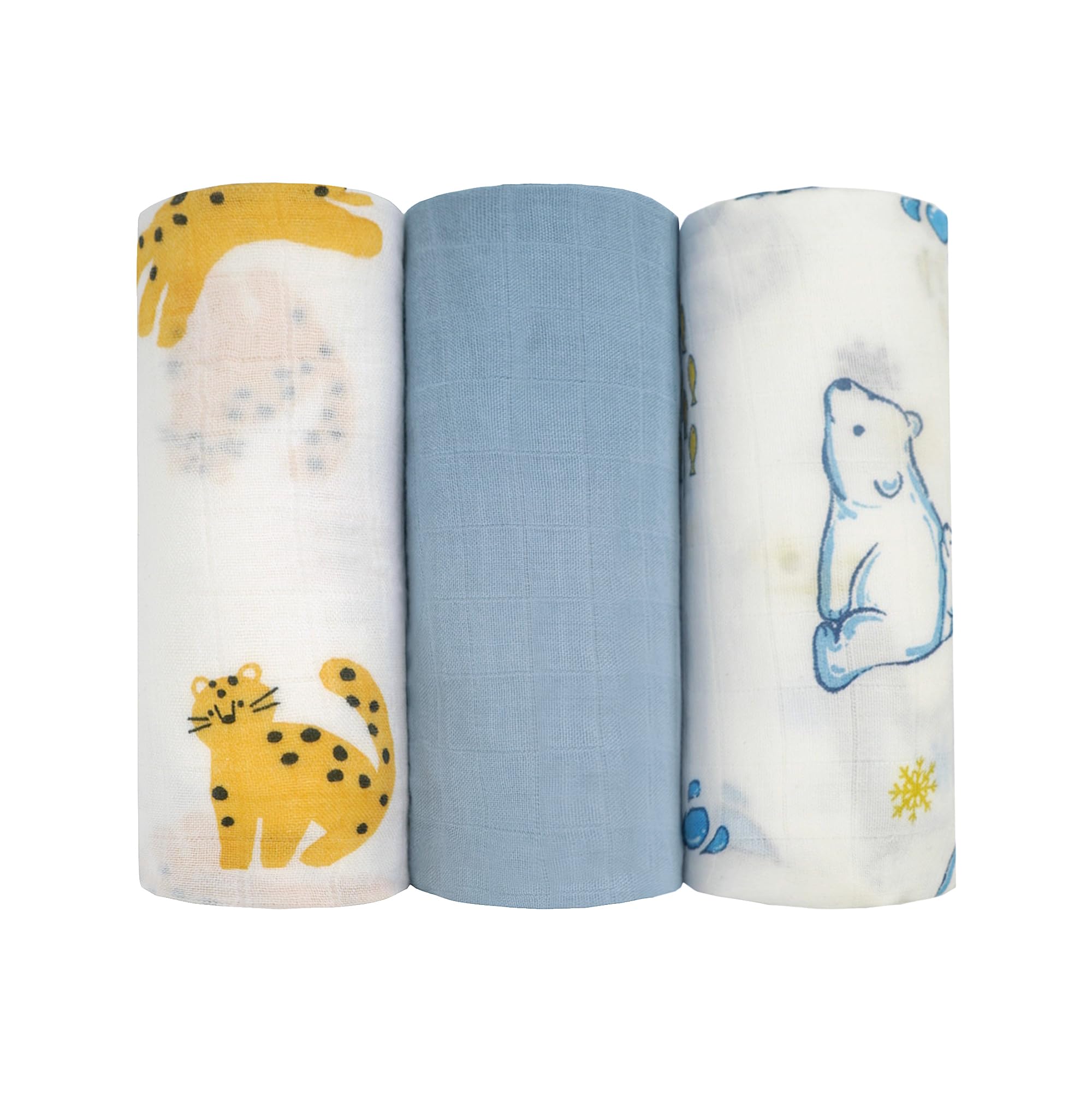 Miracle Baby Baby Blankets for Newborn,Large Bamboo Cotton Cloths for Baby Boy or Girl Blanket 120x120cm, Baby Swaddle Wrap Receiving Blankets,Muslin Swaddle,infant Shower Gifts Set- 47"x 47",3 Pack