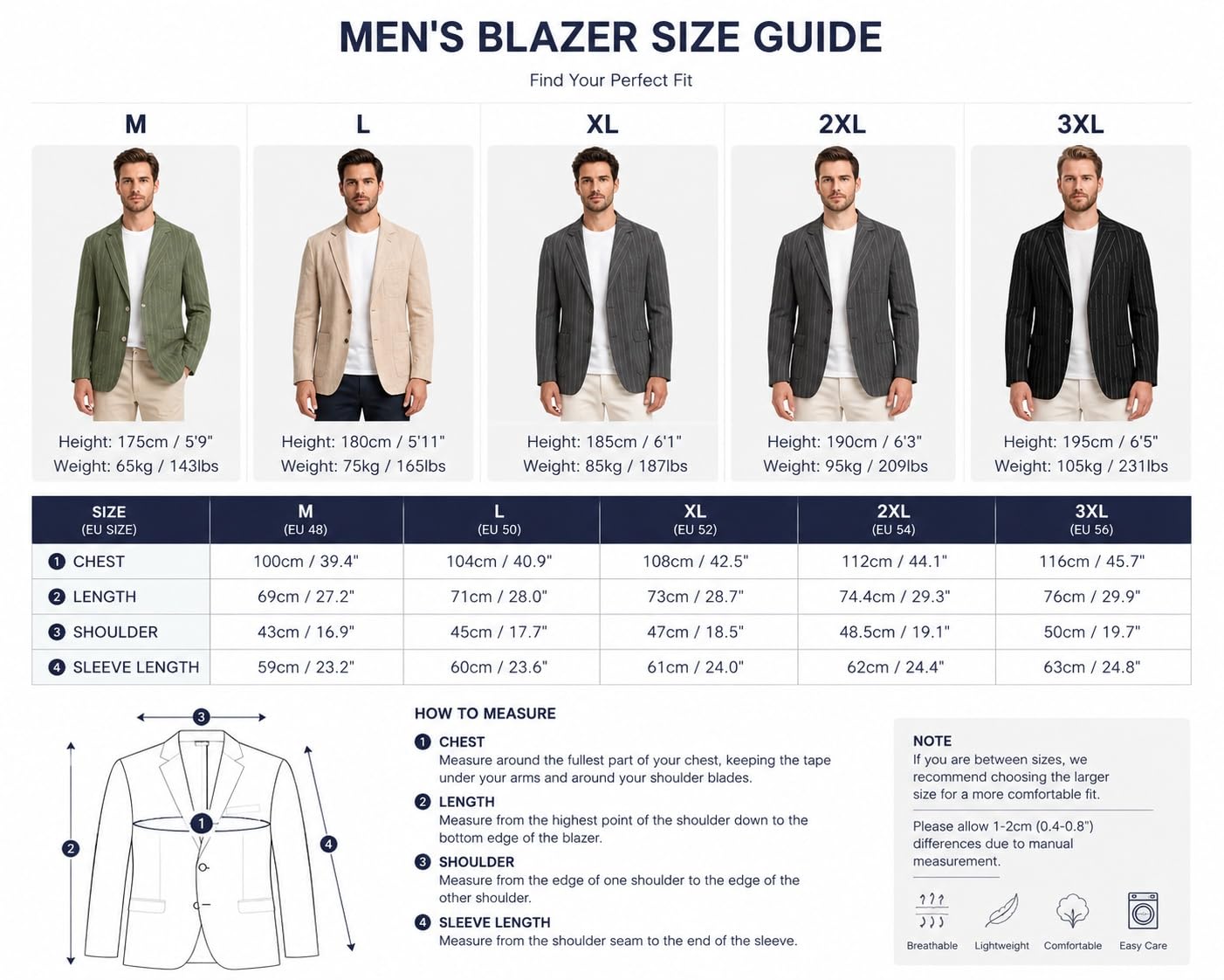 Generico Blazer da Uomo in Lino, Casual Estivo, Sportivo, Leggero, Traspirante, A Righe, Casual, con Revers A Tacca, Due Bottoni, Giacca da Completo per Matrimoni, Affari, Vacanze, Viaggi.