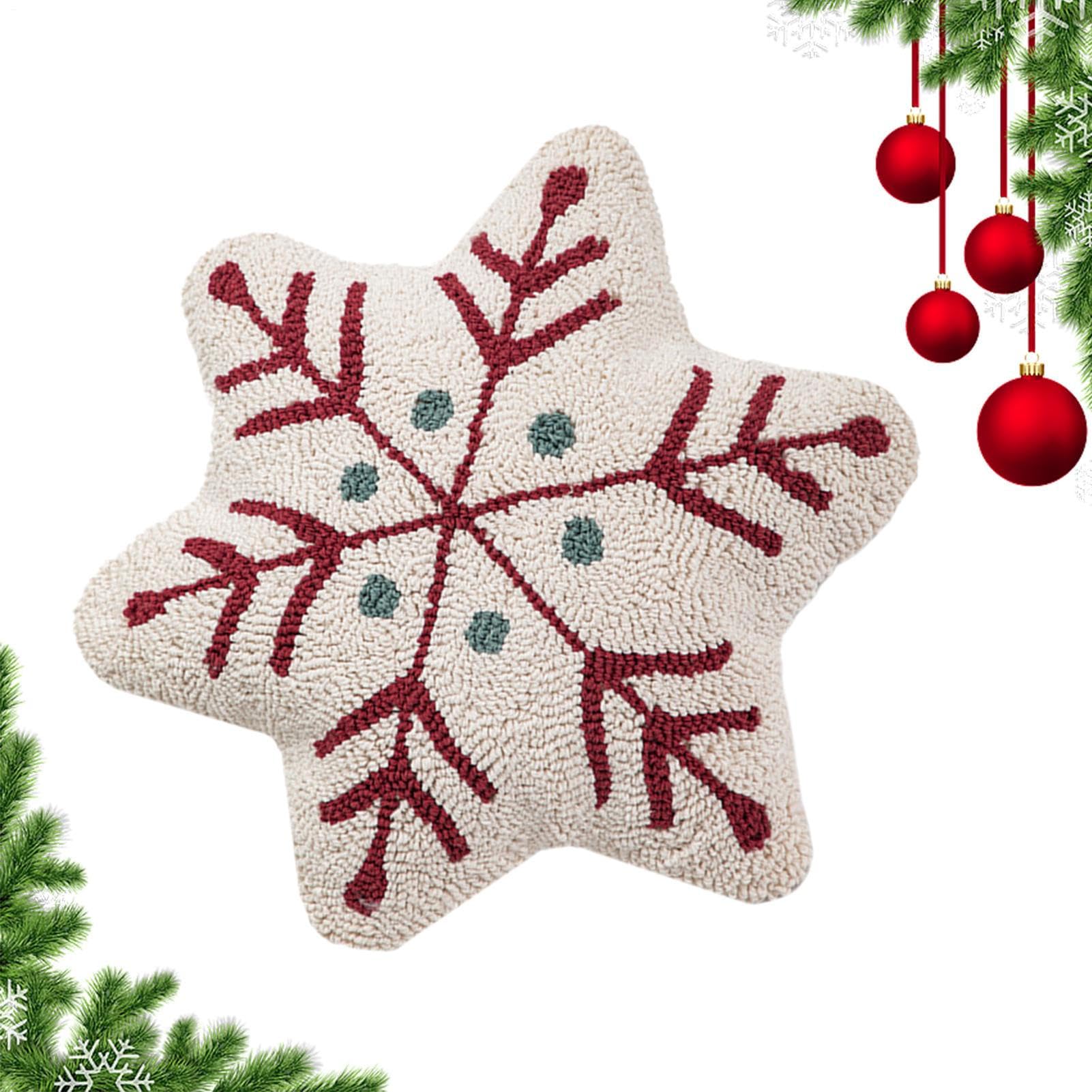 Housse de coussin Noël en peluche festive pour déco de canapé