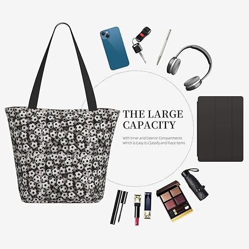 Miniatura 7 de Breaux Bolsas de mano de mar de fútbol, bolsas de mano con impresiones, bolsas de compras reutilizables, bolsas de comestibles para mujeres y niñas