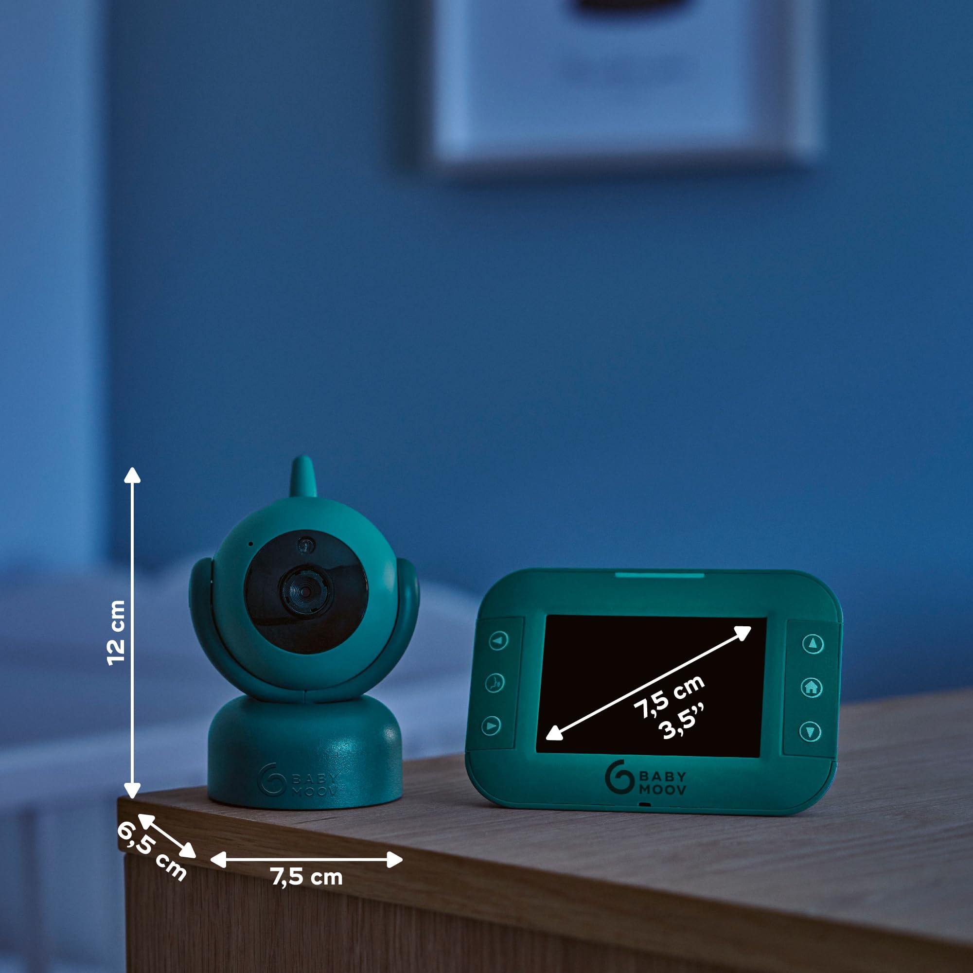 Babymoov YOO Twist Vigilabebé con Cámara Motorizada - Pantalla LCD Color de 4.3" - Visión Nocturna - Rotacion 360° - Lamparita y Nanas - Alcance 300 m