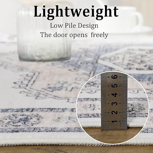 Miniatura 2 de GlowSol Alfombra de pasillo lavable de 2 x 6 pies, moderna, tribal, tapete de baño, antideslizante, marroquí, geométrico, para sala de estar,