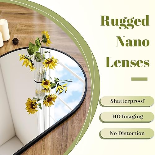 Miniatura 2 de BEAUTYPEAK Espejo de pared de 32 x 34 pulgadas, espejo de pared negro con marco de metal para dormitorio, entrada, sala de estar