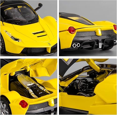 Miniatura 5 de BDTCTK Compatible con el modelo de automóvil Ferrari 132 con sonido y luz para niños y niñas, juguete para puerta de cuerpo de metal, color amarillo