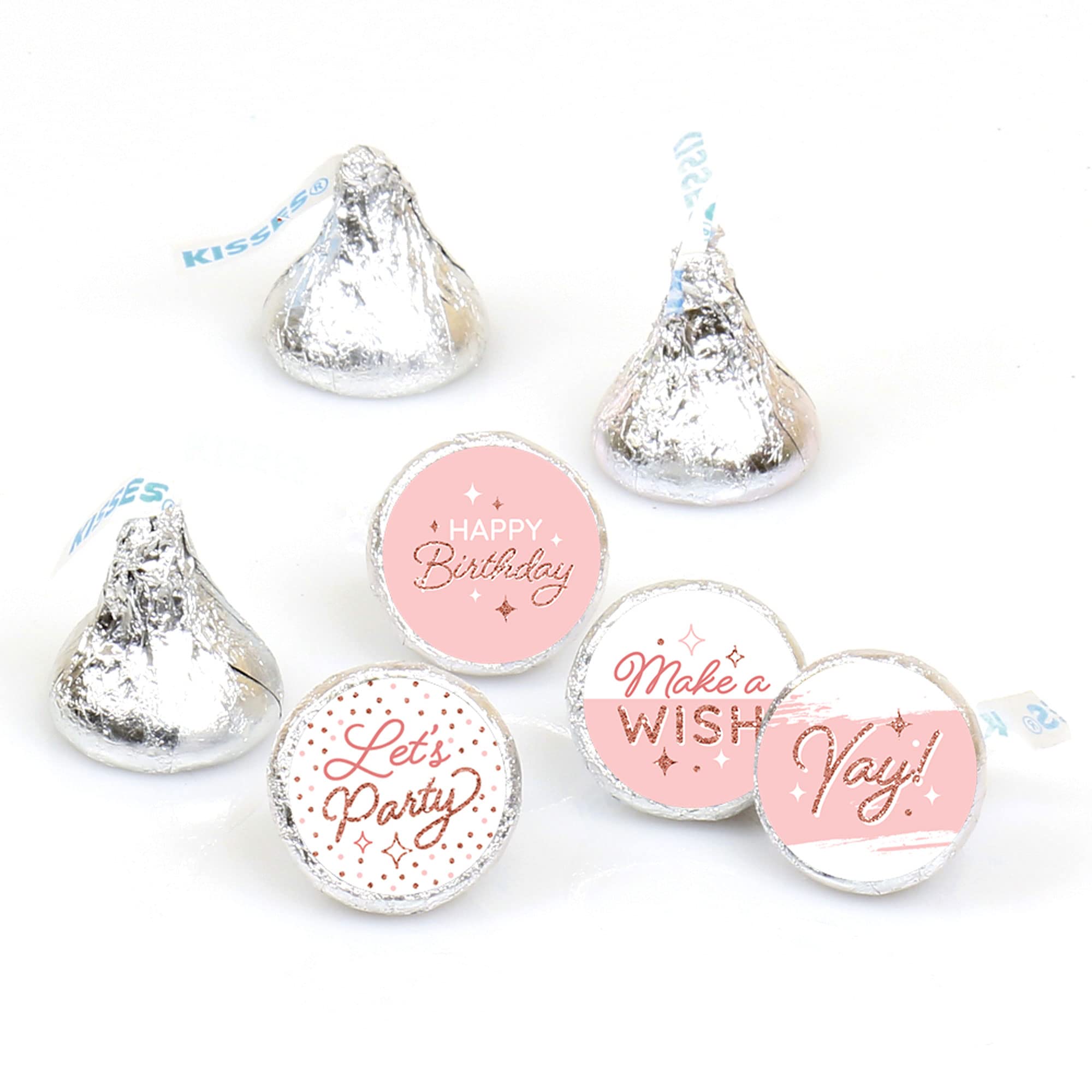 Étiquettes autocollantes pour bonbons au chocolat doré rose x108
