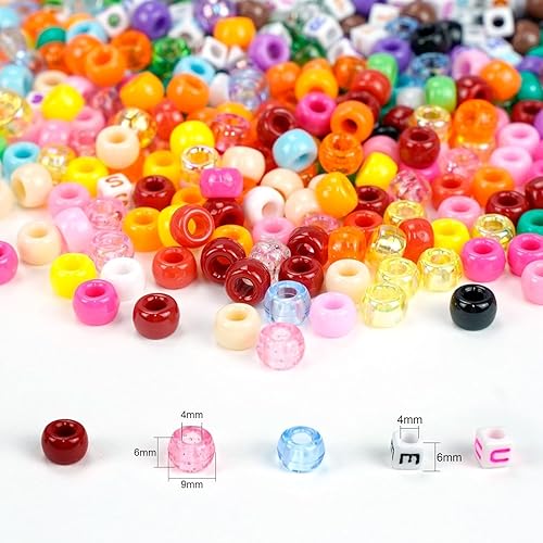 Miniatura 6 de Dowsabel Kit de fabricación de pulseras de amistad, cuentas de pony kandi y 11 cuentas diferentes, hilo de nailon de 8 colores, joyería y regalos