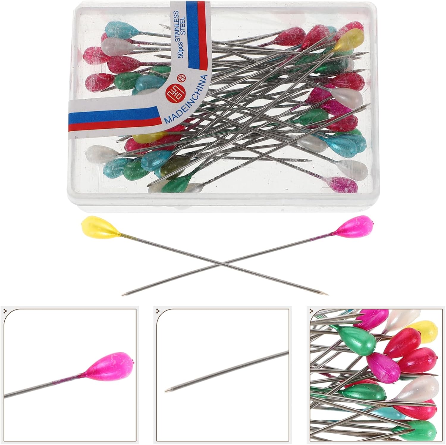 Gadpiparty 200pcs Colorful Glass Head Locating Sewing Pins Set for DIY Crafts Straight Pins for Quilting and Fabric for Sewing Enthusiasts