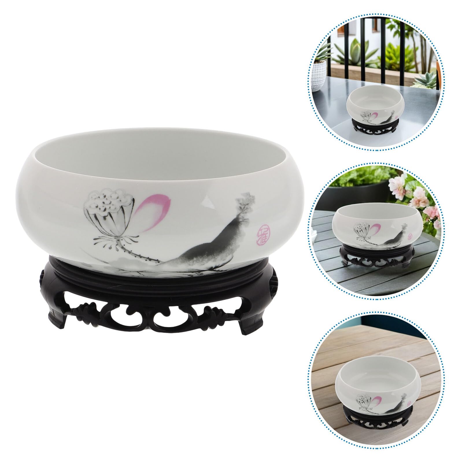 Anneome Ceramiczna Doniczka Hydroponiczna z Misą Kwiat Lotosu bez Otworów z Plastikową Podstawą Idealna Do Uprawy Wodnych Roślin Doniczkowych Pomieszczeniach Dekoracyjna i Łatwa