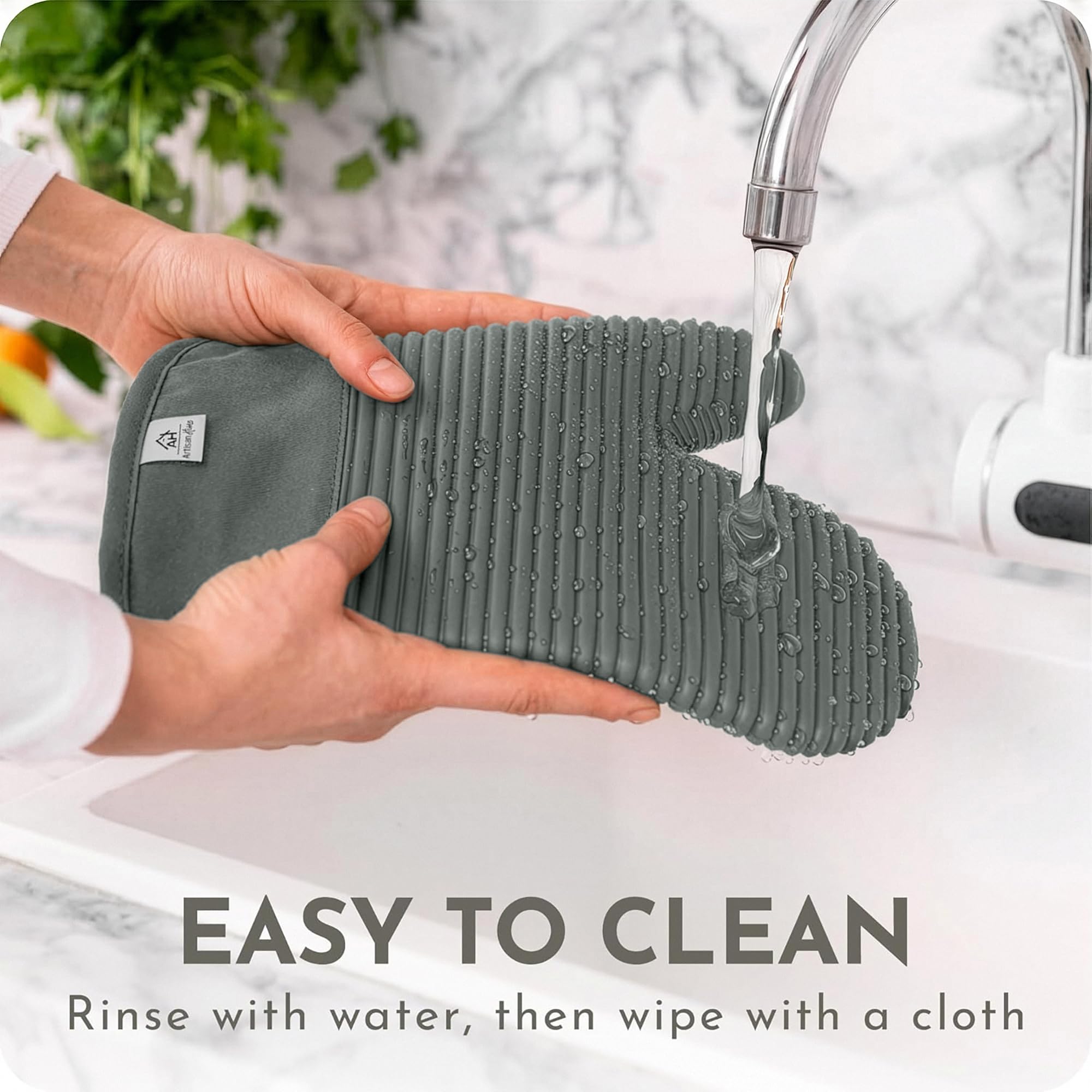 Juego de guantes de horno y agarraderas de silicona extralargos | Resistente al calor 260.0 °C sin BPA, almohadillas calientes de silicona de grado alimenticio y manoplas de cocina | Juego de 4