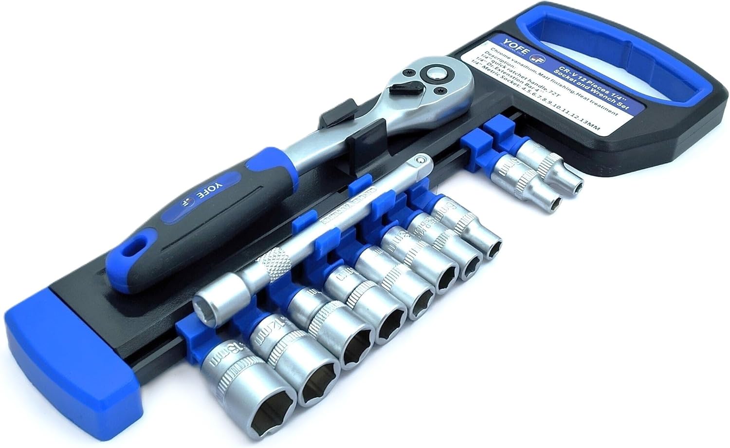 BUYOHLIC 1/4'' Inches Drive Extendable Ratchet socket wrench set 12 Pcs