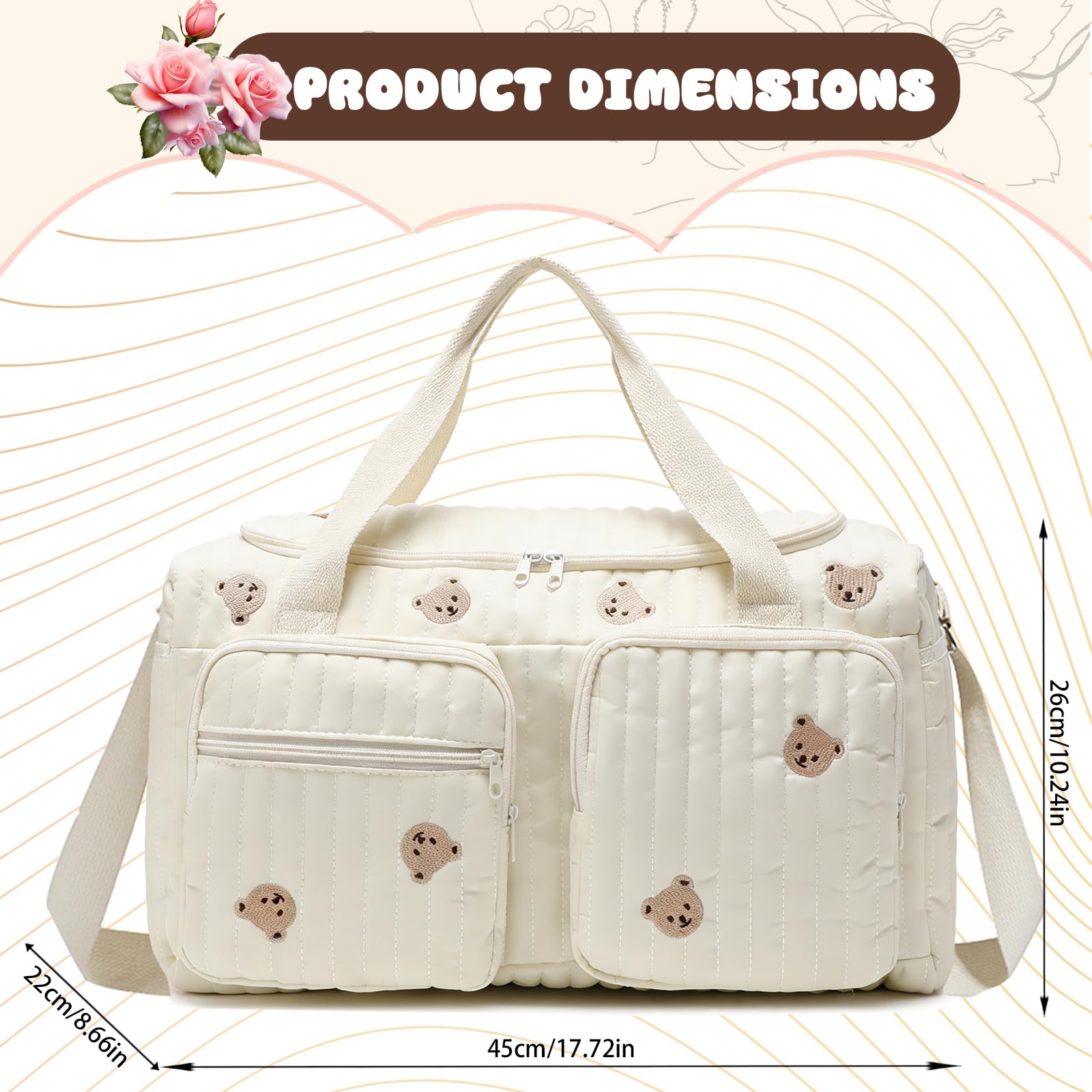 YOUYIKE Bolsa de Pañales de Viaje, Bolso para el Hospital, Bolsos de Fin de Semana para Mujer, Portátil y Ligero para Viajes, Camping, Hogar, Compras, Hospital - 3