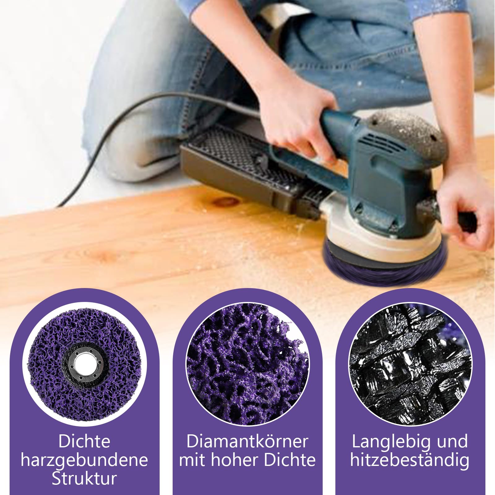 10 Pezzi Dischi Abrasivi 115 mm Foro 22 mm, Dischi per Smerigliatrice Angolare Viola, Rimozione Ruggine, Vernice e Levigatura per Metallo, Fai da Te e Officina
