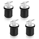 Amyhill 4 Pcs Boat Plug for 1 Inch Diameter Drain T Handle Stainless Steel Boat Twist Plug Marine Rubber Plug Accessories