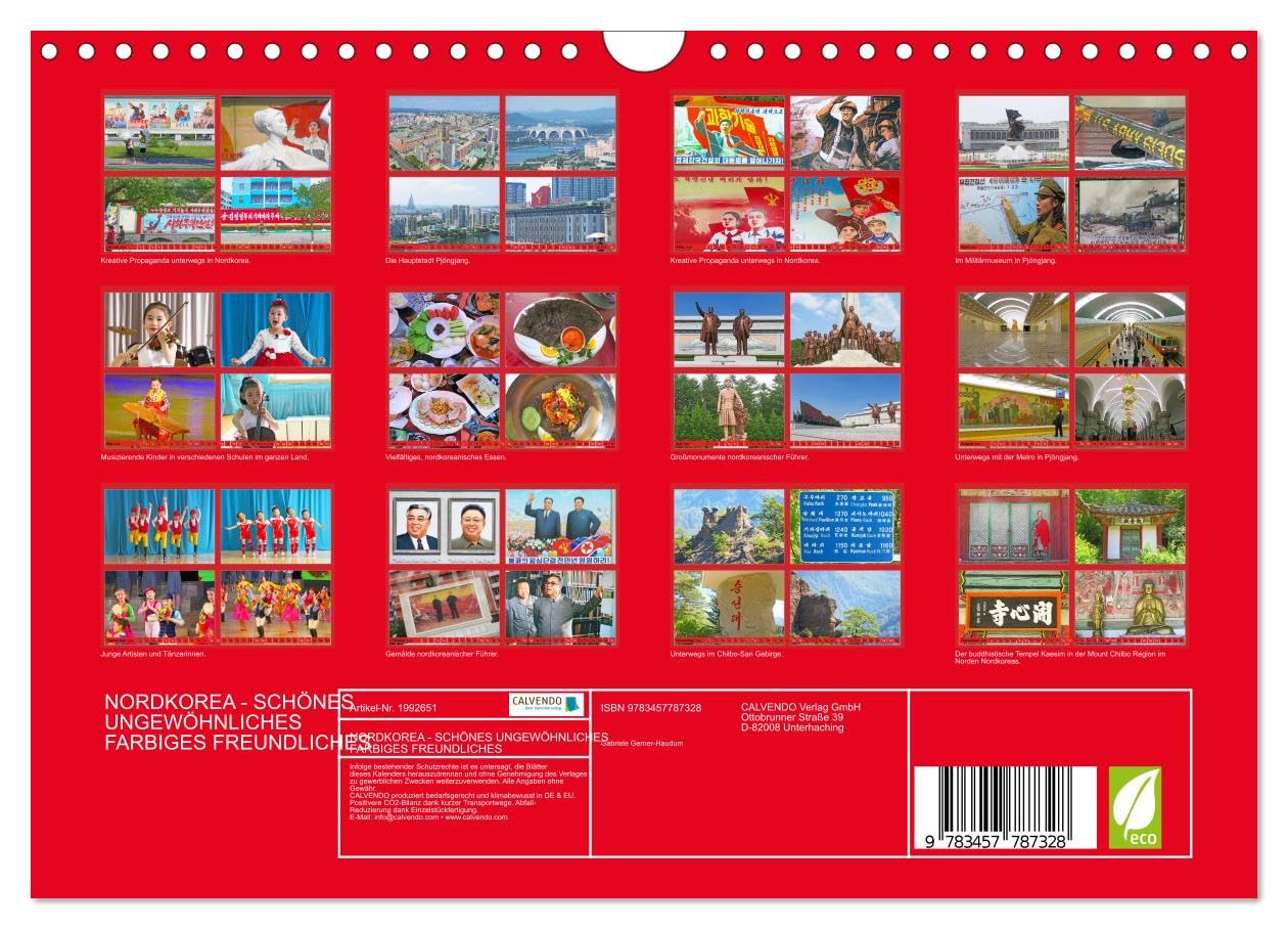NORDKOREA - SCHÖNES UNGEWÖHNLICHES FARBIGES FREUNDLICHES (Wandkalender 2026 DIN A4 quer), CALVENDO Monatskalender: Nordkoreas interessante Sonnenseiten.